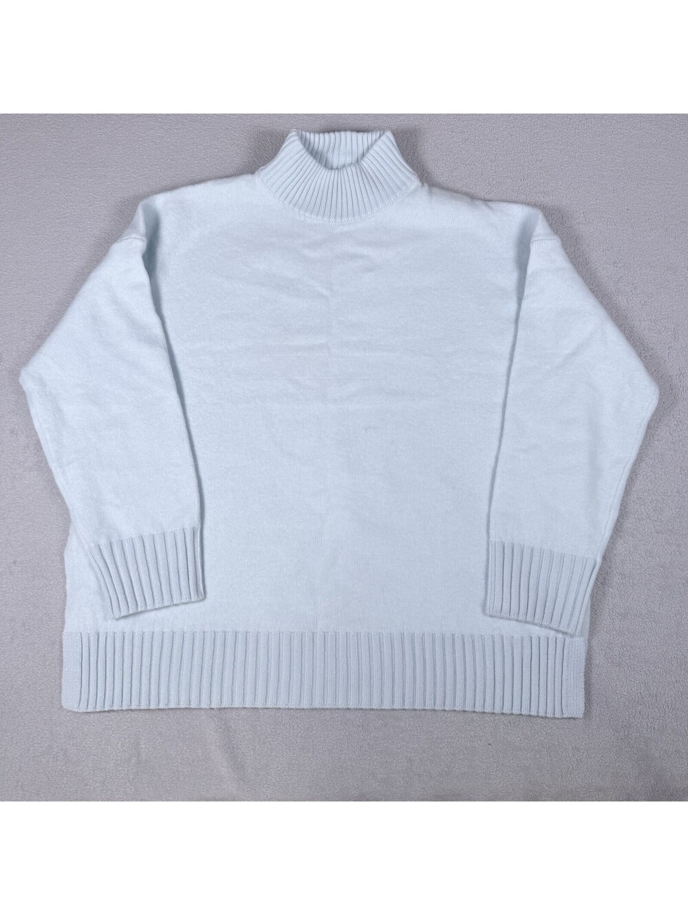 Mango Womens Sweater Medium Light Blue Crew Neck Knit Pullover NWT